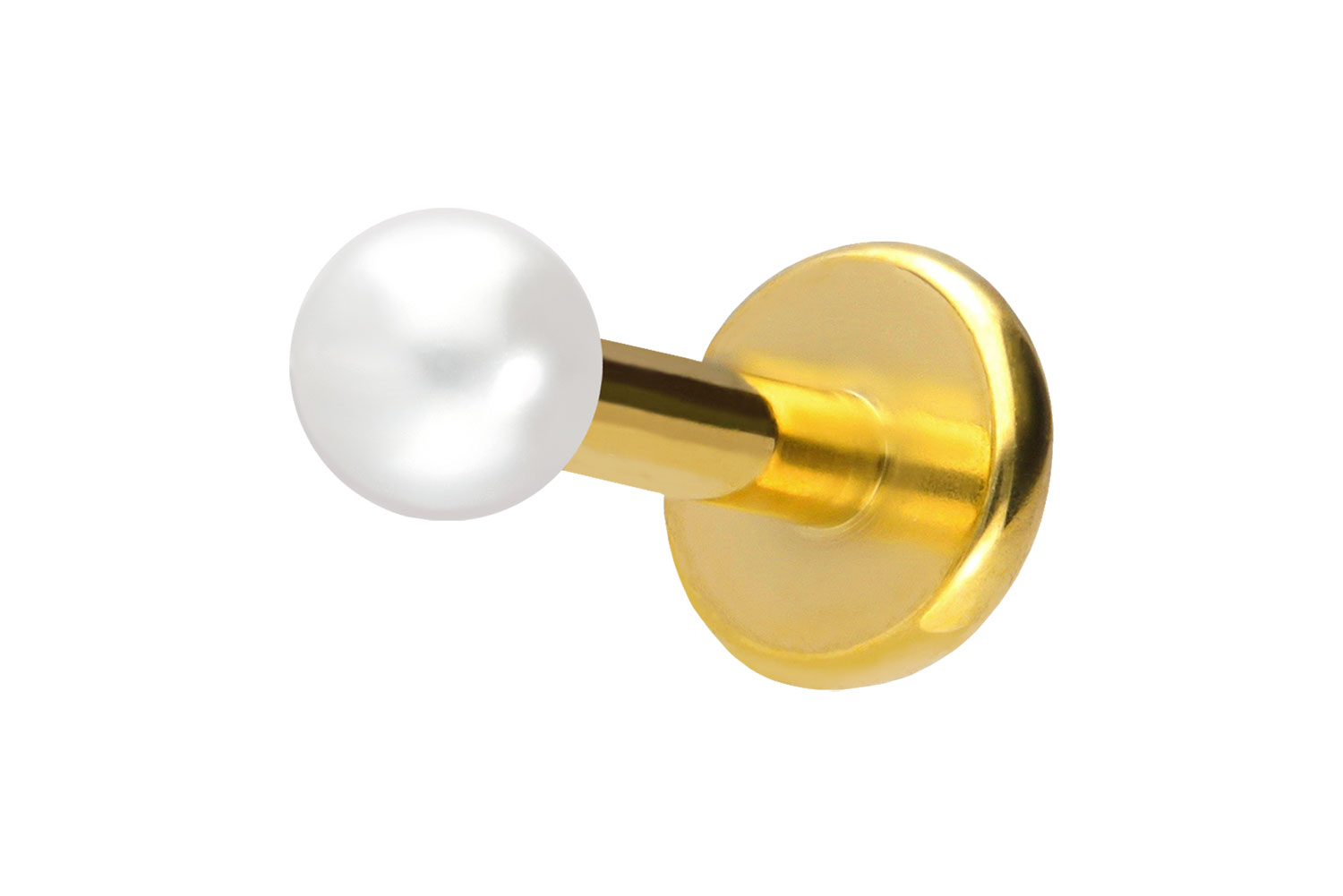 Titan Labret Piercing mit Push Fit SYNTHETISCHE PERLE